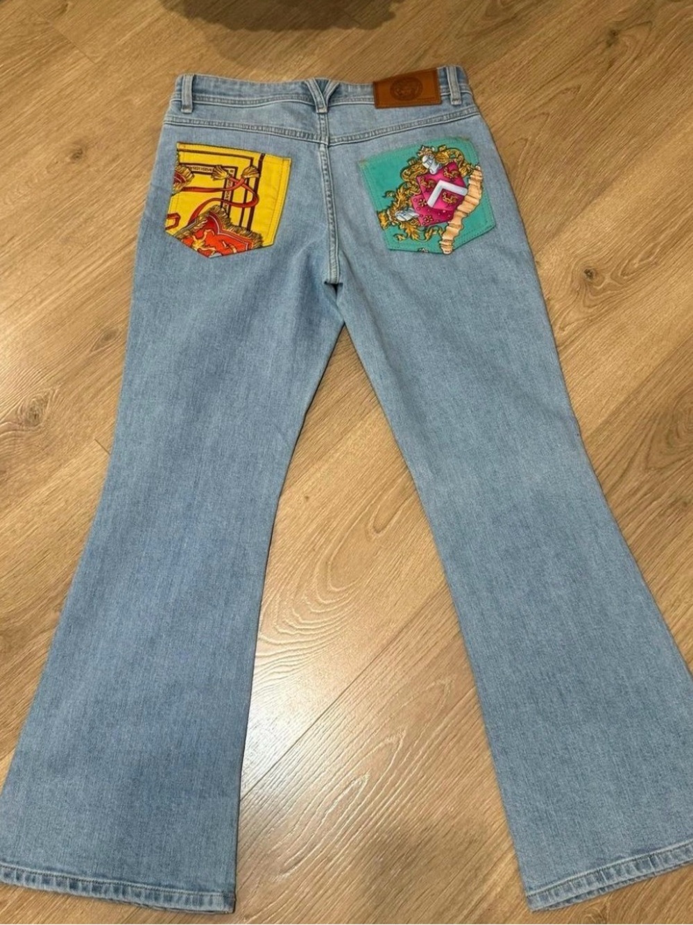 Versace Barocco Scarf-Pocket Flare Jeans - Picture 1 of 5
